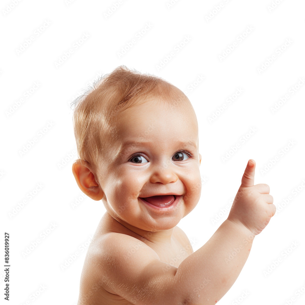 Lovey baby pointing to choose and press transparent background Lovey baby pointing to choose and press transparent background