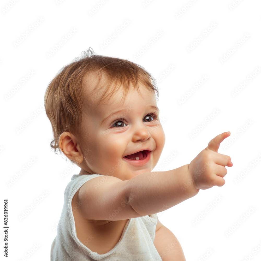 Lovey baby pointing to choose and press transparent background Lovey baby pointing to choose and press transparent background