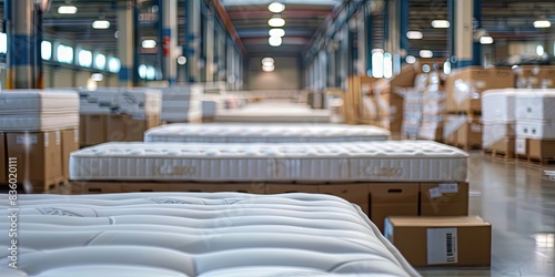a image of a large warehouse filled with lots of mattresses