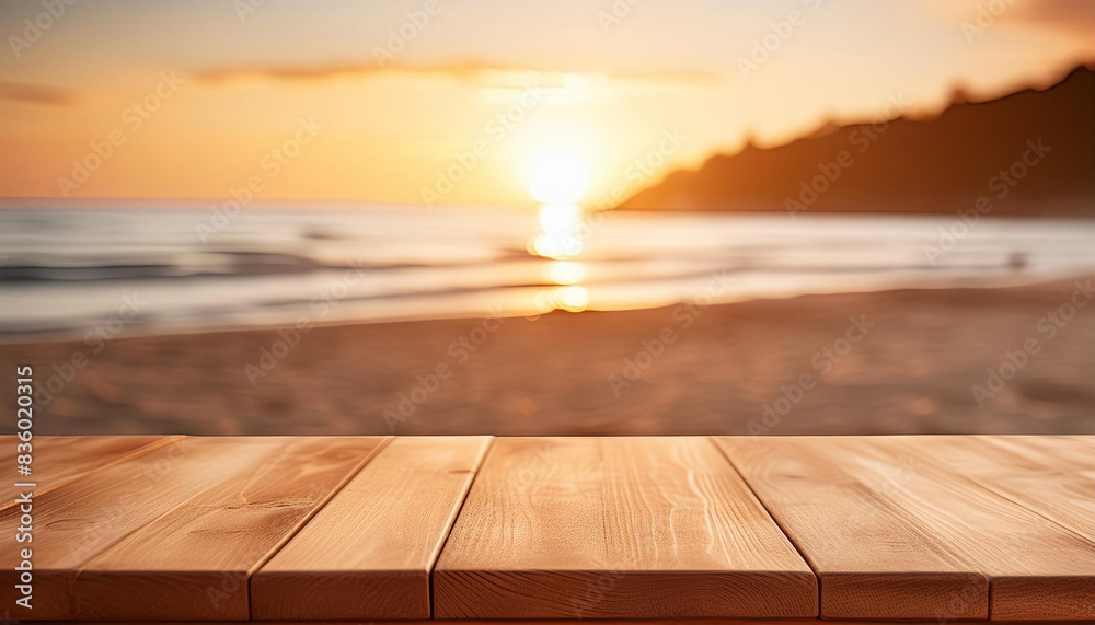 Seaside Serenity, Table Against Sunset Beach Backdrop Seaside Serenity, Table Against Sunset Beach Backdrop