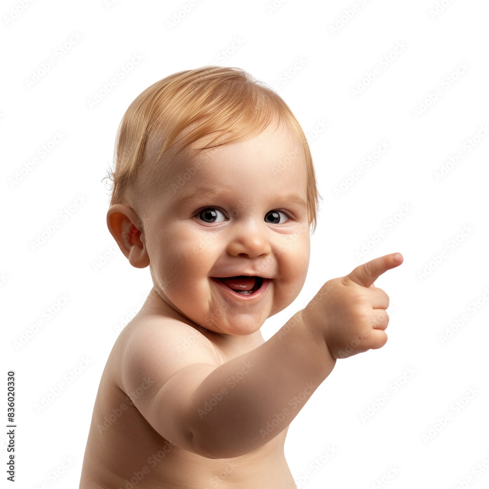 Lovey baby pointing to choose and press transparent background Lovey baby pointing to choose and press transparent background