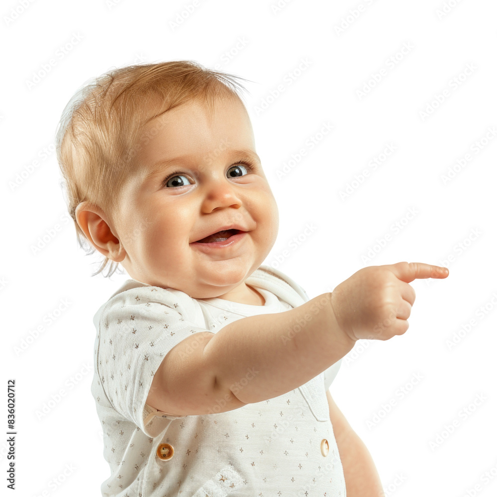 Lovey baby pointing to choose and press transparent background Lovey baby pointing to choose and press transparent background