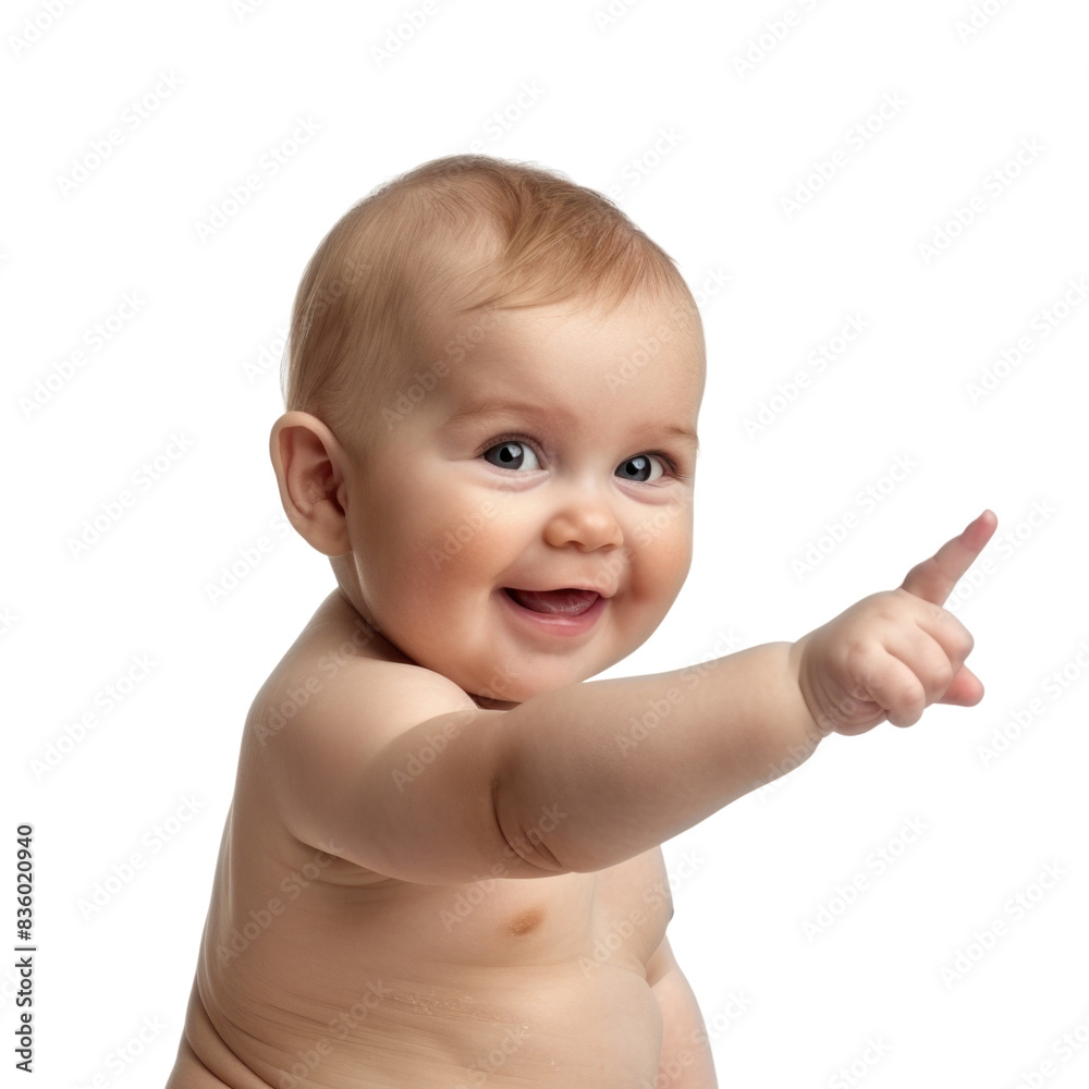 Lovey baby pointing to choose and press transparent background Lovey baby pointing to choose and press transparent background