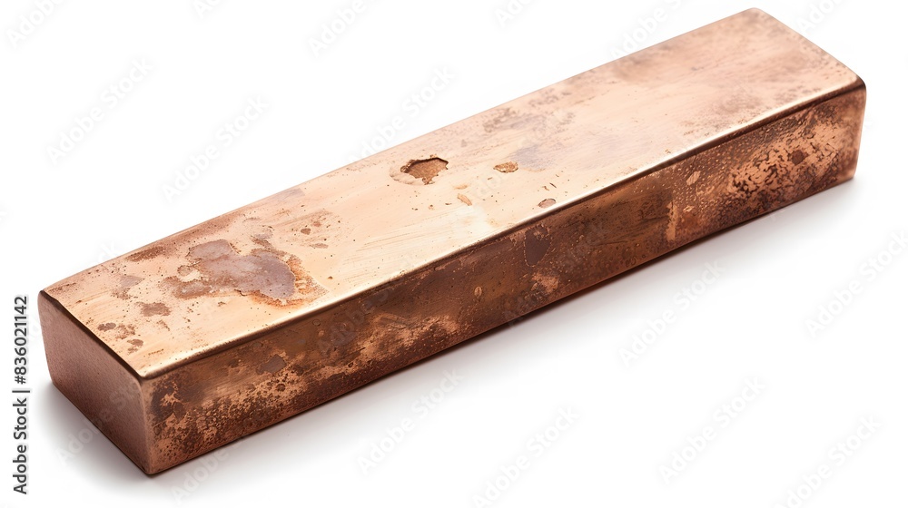 Old Copper Bar on White Background: Shiny, Heavy Metal Old Copper Bar on White Background: Shiny, Heavy Metal