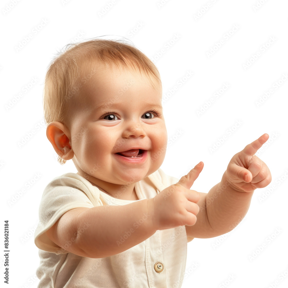 Lovey baby pointing to choose and press transparent background Lovey baby pointing to choose and press transparent background
