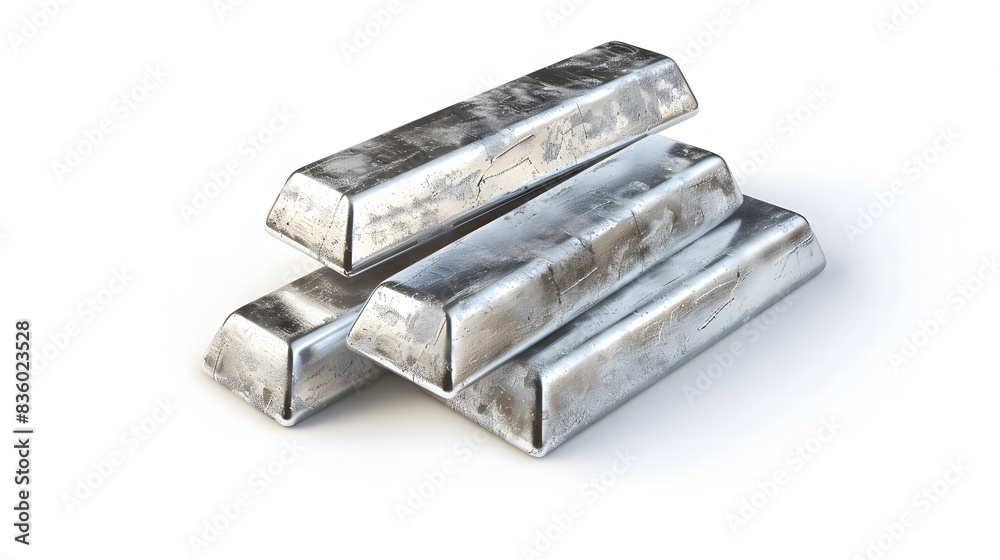 Old Rusty Platinum Bars on White Background: Shiny and Valuable Metal Old Rusty Platinum Bars on White Background: Shiny and Valuable Metal