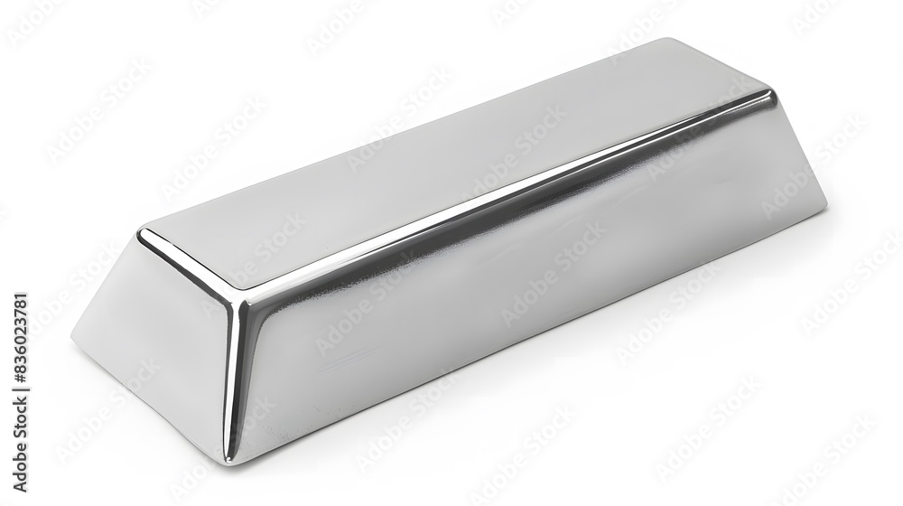 Shiny Platinum Bar on White Background: Precious Metal Treasure Shiny Platinum Bar on White Background: Precious Metal Treasure
