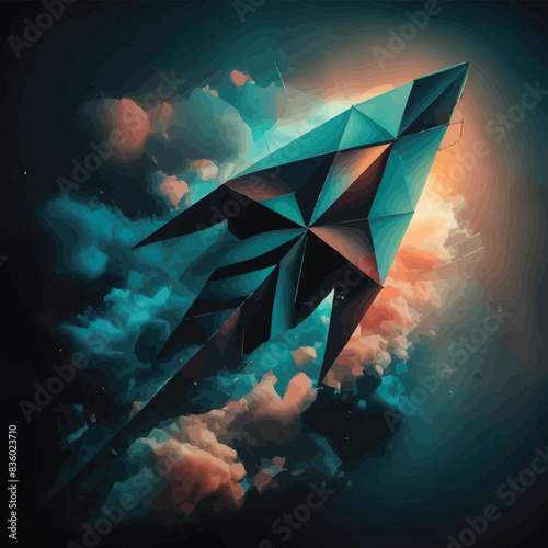 Beautiful ABSTRACT photo, Black Kite concept, contemporary colors and mood social background.  technology.
