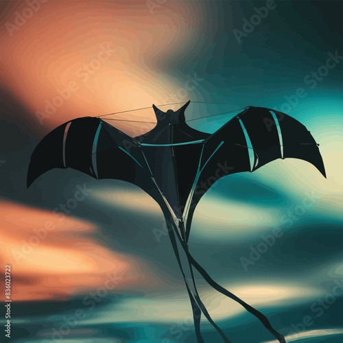 Beautiful ABSTRACT photo, Black Kite concept, contemporary colors and mood social background.  technology.
