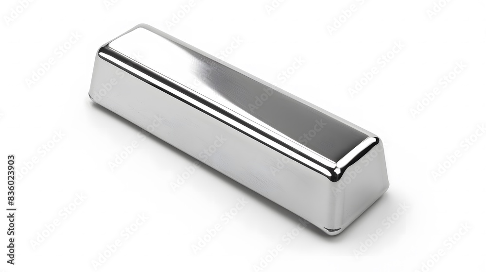 Shiny Titanium Bar: Strong, Durable Metal on White Background Shiny Titanium Bar: Strong, Durable Metal on White Background