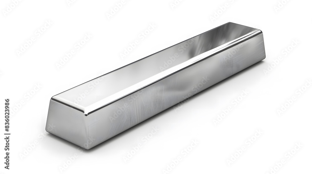Shiny Titanium Bar: Strong, Durable Metal on White Background Shiny Titanium Bar: Strong, Durable Metal on White Background