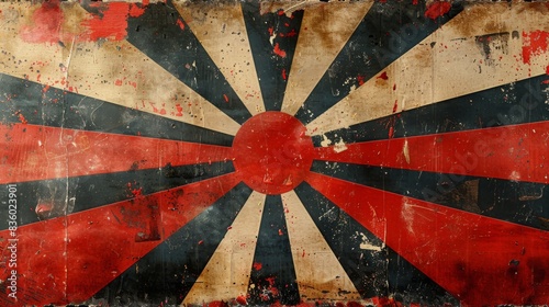 Grungy vintage rising sun flag