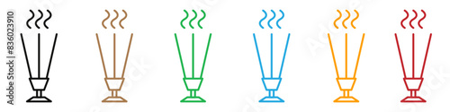 Burning incense stick icon mark in filled style