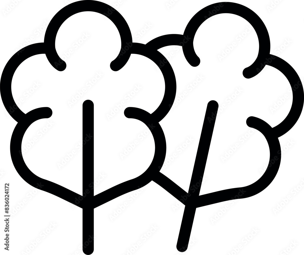 Simple and clean vector icon featuring a pair of stylized trees, perfect for graphics and web design Simple and clean vector icon featuring a pair of stylized trees, perfect for graphics and web design