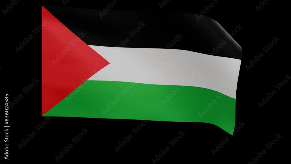 Palestine flag 4k 3d render of a waving nation Palestinian banner fluttering in the wind symbolises the country with transparent alpha channel mask for free space and isolated background no flagpole Palestine flag 4k 3d render of a waving nation Palestinian banner fluttering in the wind symbolises the country with transparent alpha channel mask for free space and isolated background no flagpole