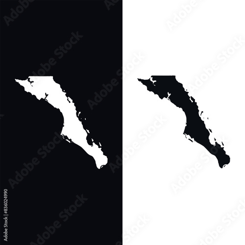Baja California Sur, Mexico, vector map isolated on white background. High detailed silhouette illustration.