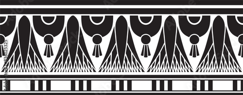 Vector monochrome seamless Egyptian border. Endless black Ornaments of Ancient Egypt. Geometric African frame.