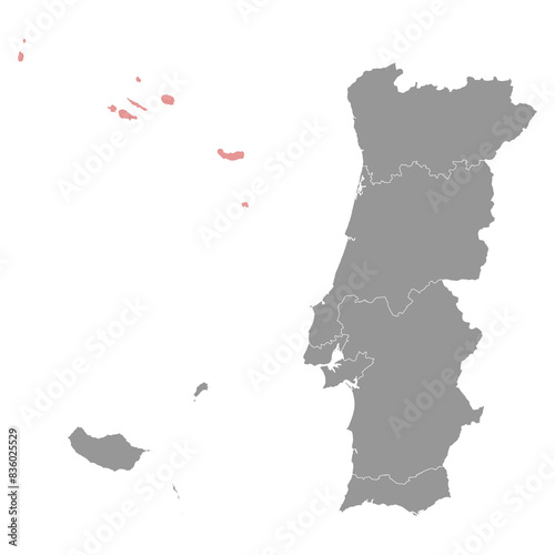 Azores map, administrative division of Portugal. Vector illustration.