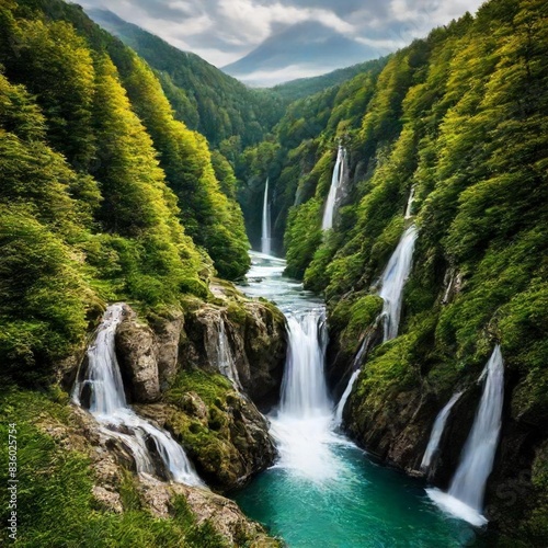 waterfall in the mountains