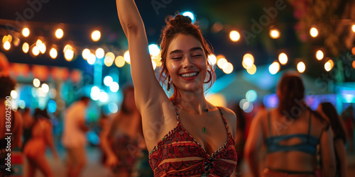 Junge Frau tanzt Salsa auf einem Festival