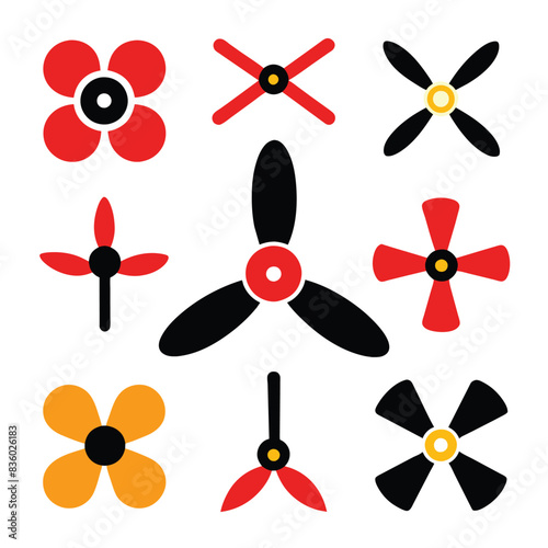 Set of fan vector icons  on a isolated white background 3