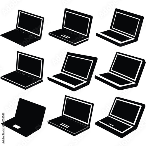 Set of laptop computer  on a isolated white background 4