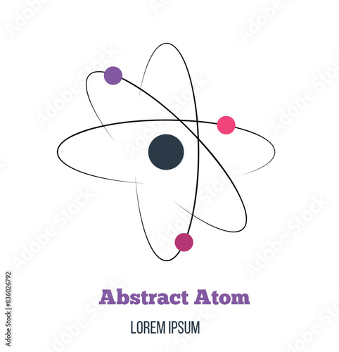 Abstract Atom with Electrons on Orbits. Science and chemistry concept vector