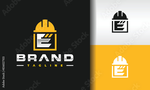 letter E construction helmet logo