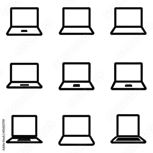 Set of laptop computer  on a isolated white background 1