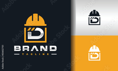 letter D construction helmet logo