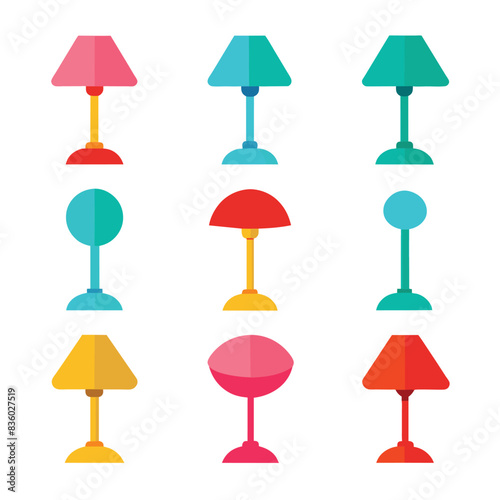 Set of lamps vector on a isolated white background 10