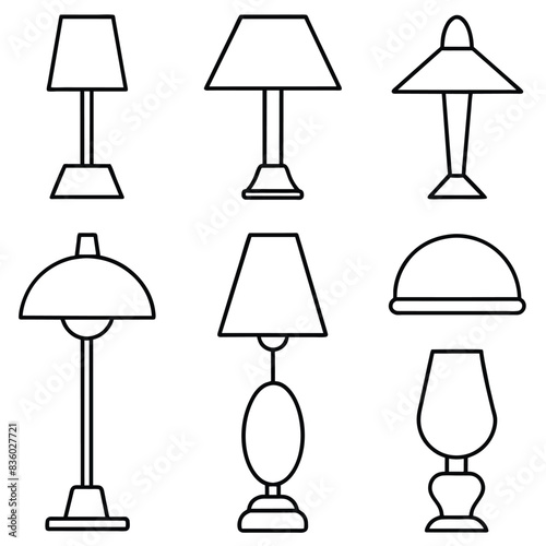 Set of lamps vector on a isolated white background 8