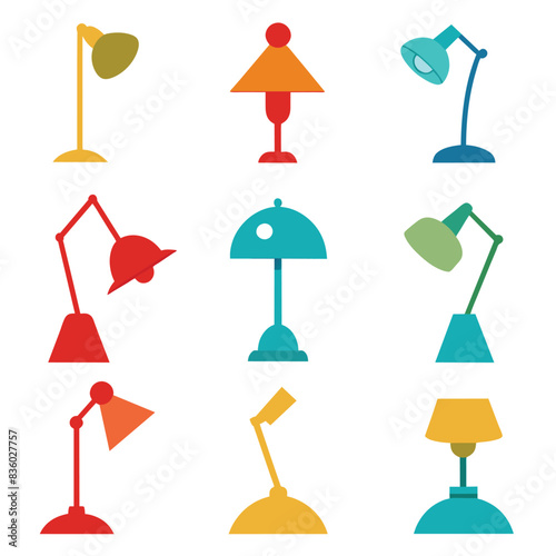 Set of lamps vector on a isolated white background 7