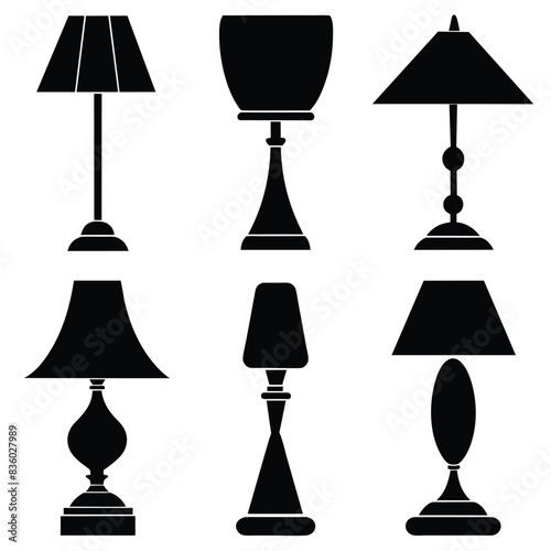 Set of lamps vector on a isolated white background 6