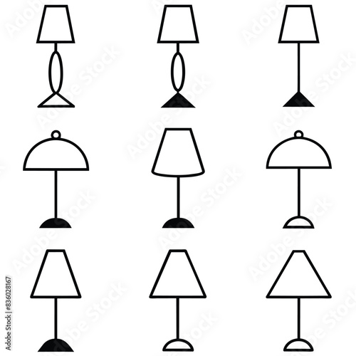 Set of lamps vector on a isolated white background 5
