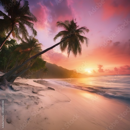 Shoreline Serenity  A Beautiful Sunrise Scene by the Tropical Ocean