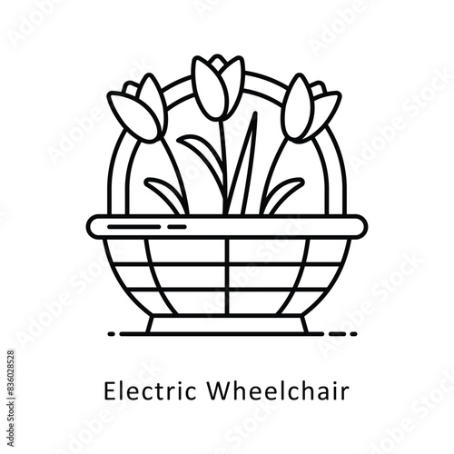 Electric Wheelchair Vector Filled  outline Design illustration. Symbol on White background EPS 10 File