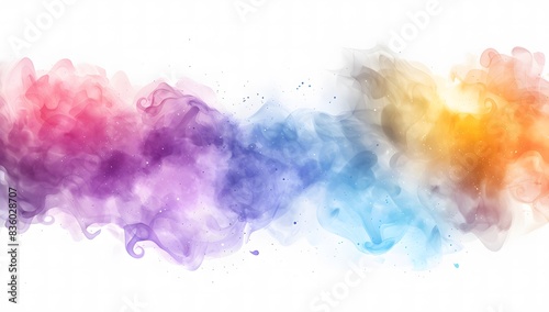 Colorful Smoke Splash Design on Rainbow Background with White Space for Text and Decoration photo
