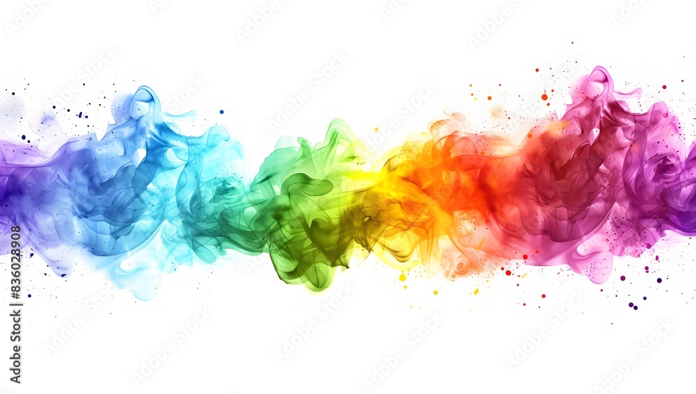 Fototapeta premium Colorful Smoke Splash Design on Rainbow Background with White Space for Text and Decoration