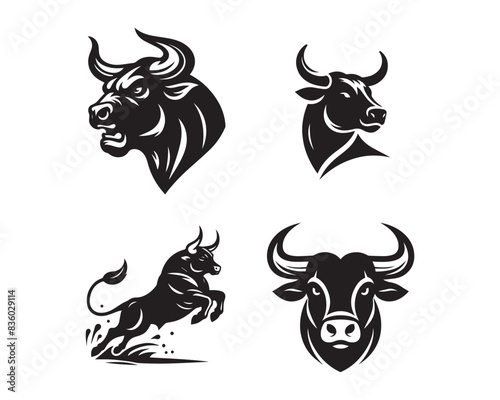 bull silhouette vector icon graphic logo ai generated design