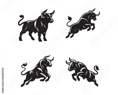 bull silhouette vector icon graphic logo ai generated design photo