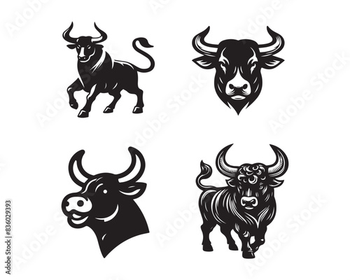 bull silhouette vector icon graphic logo ai generated design