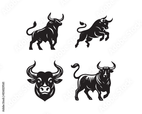 bull silhouette vector icon graphic logo ai generated design