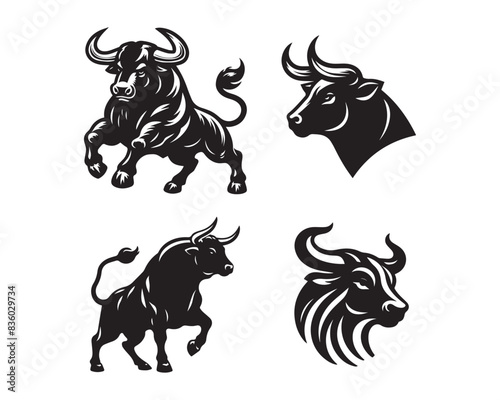 bull silhouette vector icon graphic logo ai generated design