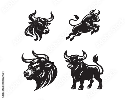 bull silhouette vector icon graphic logo ai generated design