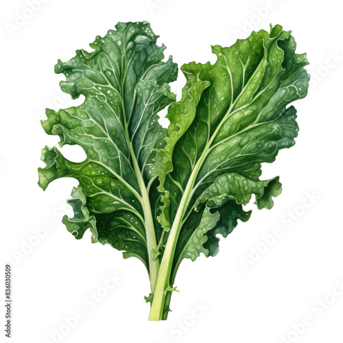Watercolour Illustration of Vegetable leafy kale