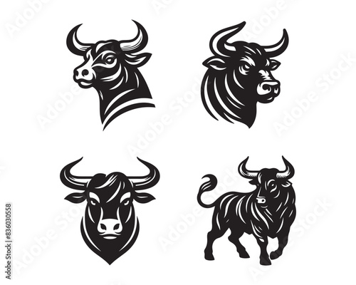 bull silhouette vector icon graphic logo ai generated design