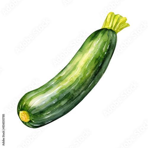 Watercolour Illustration of Vegetable zucchini