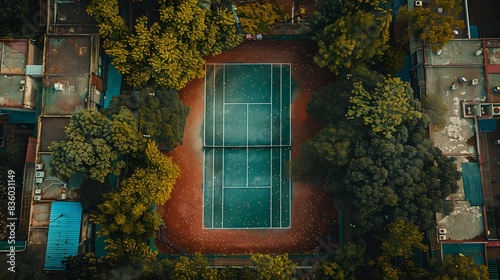 colorful tennis playground seen from above

 photo