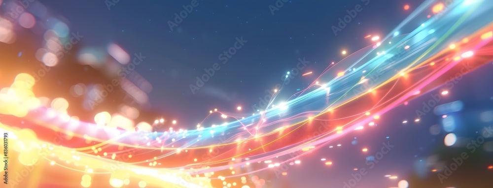 Obraz premium Digital Data Flows in Motion on a Dark Background